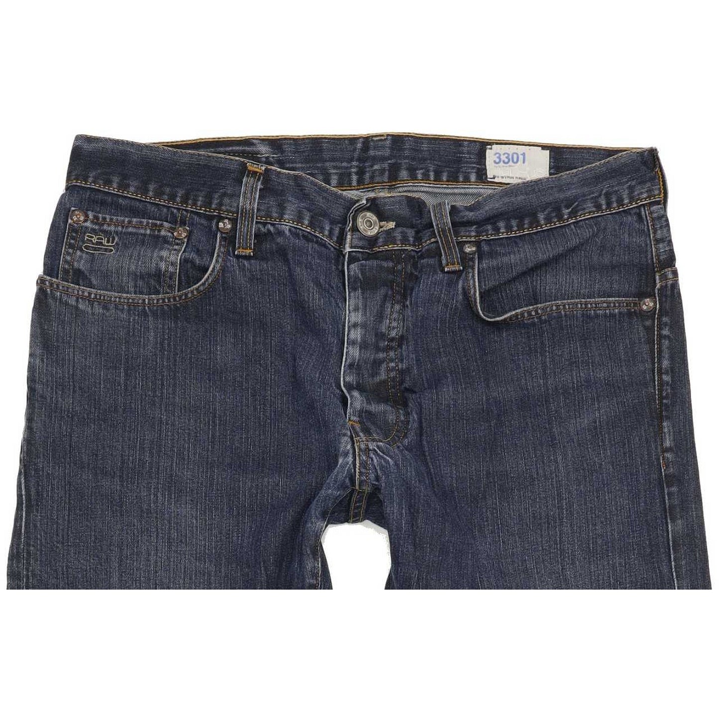 G-Star 3301 Men Blue Straight Slim Jeans W36 L31