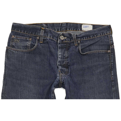 G-Star 3301 Men Blue Straight Slim Jeans W36 L31
