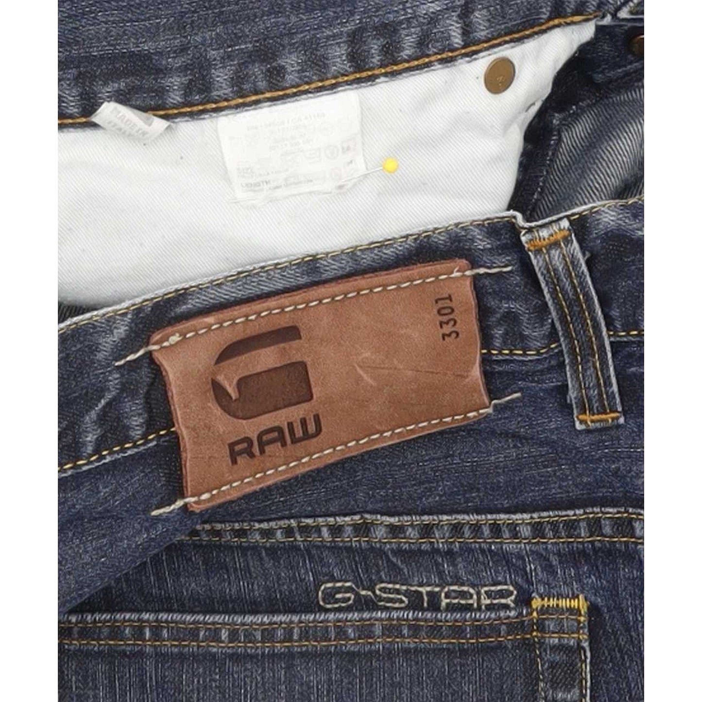 G-Star 3301 Men Blue Straight Slim Jeans W36 L31
