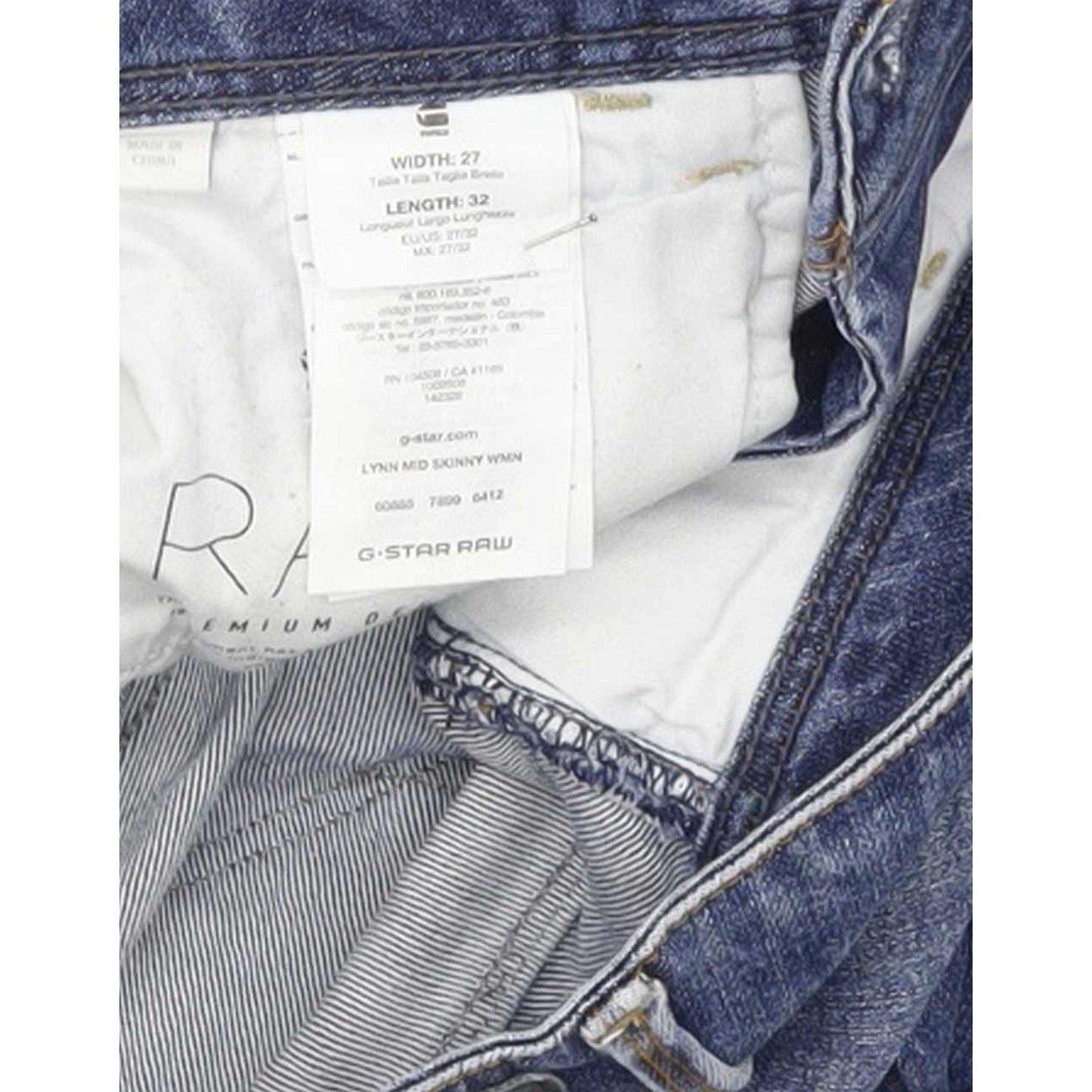 G-Star Lynn Mid Women Blue Skinny Slim Stretch Jeans W27 L27