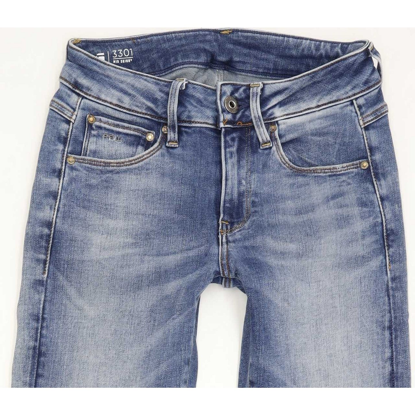 G-Star 3301 Mmid RP Ankle Women Blue Skinny Regular Stretch Jeans W25 L24