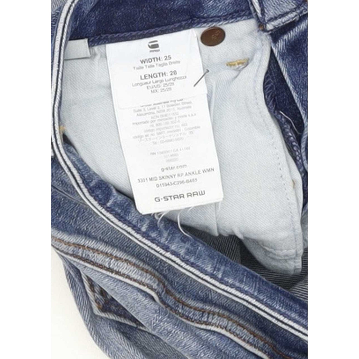 G-Star 3301 Mmid RP Ankle Women Blue Skinny Regular Stretch Jeans W25 L24
