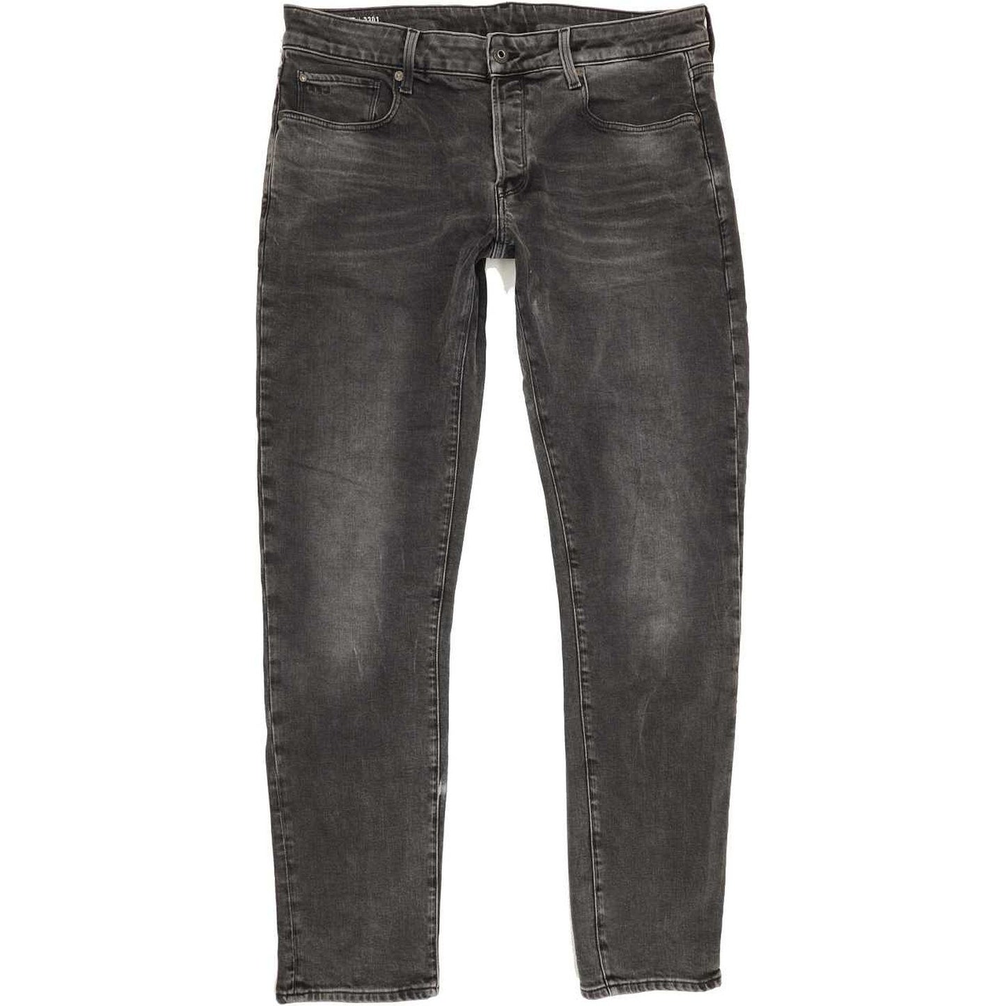G-Star 3301 Men Charcoal Straight Slim Stretch Jeans W36 L33