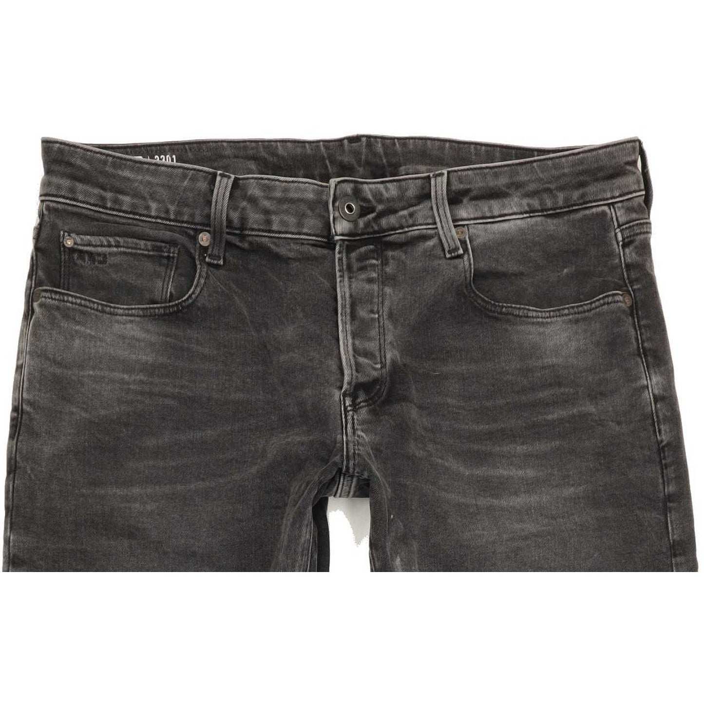 G-Star 3301 Men Charcoal Straight Slim Stretch Jeans W36 L33