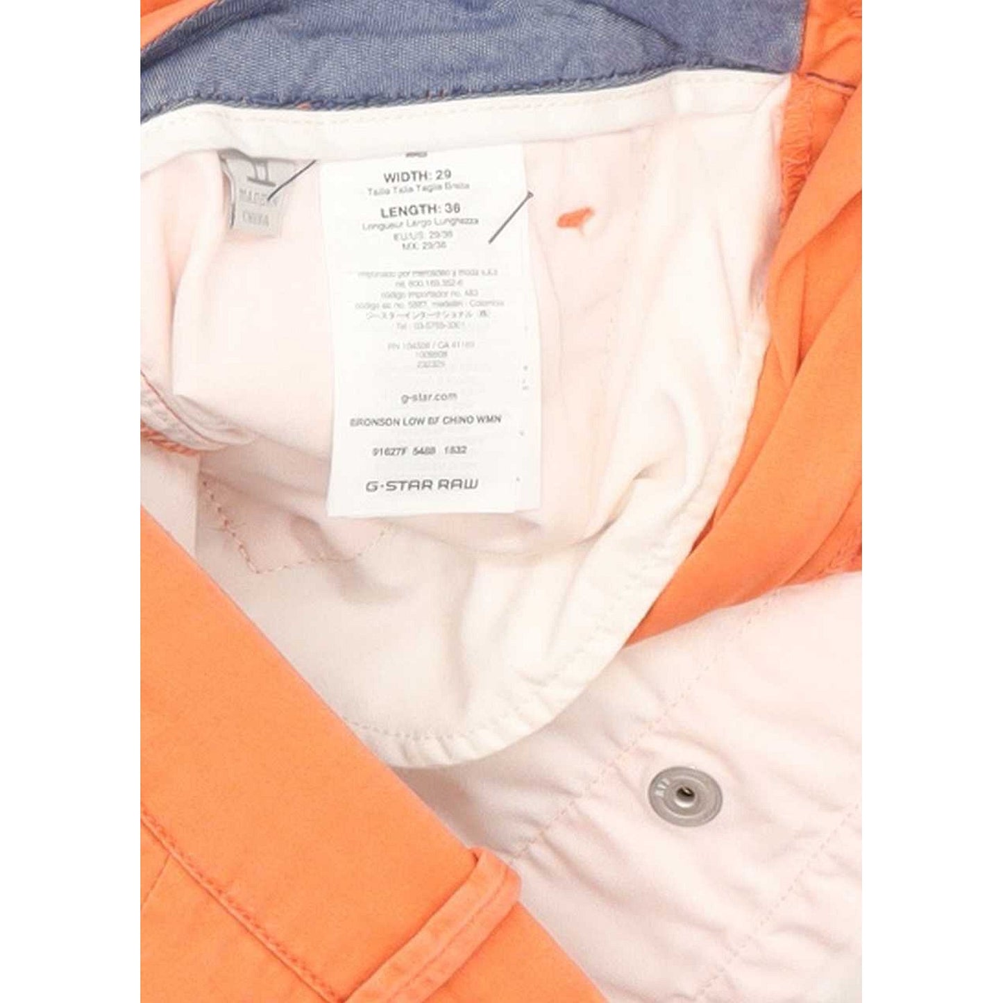 G-Star Bronson Orange Low Tapered Regular Chino Stretch Jeans High Waisted W29 L30
