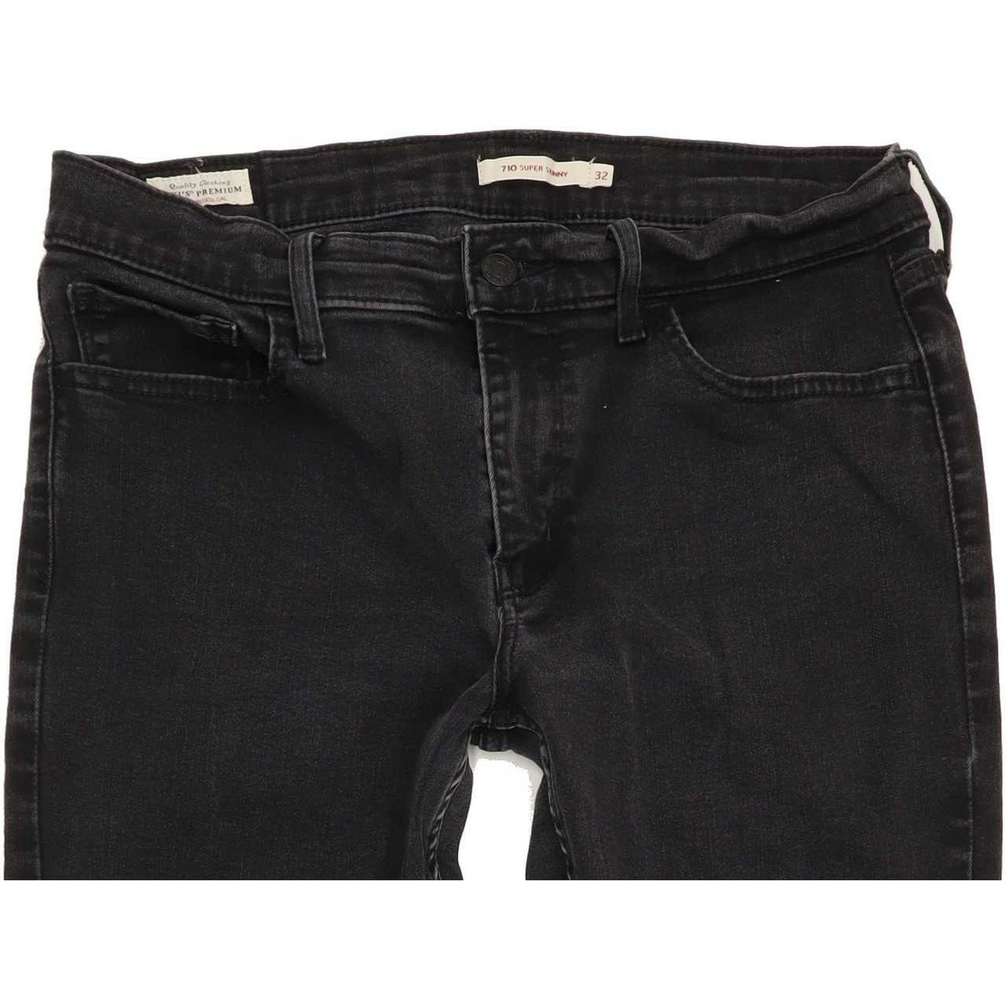 Levi's 710 Super Men Black Skinny Slim Stretch Jeans W32 L30