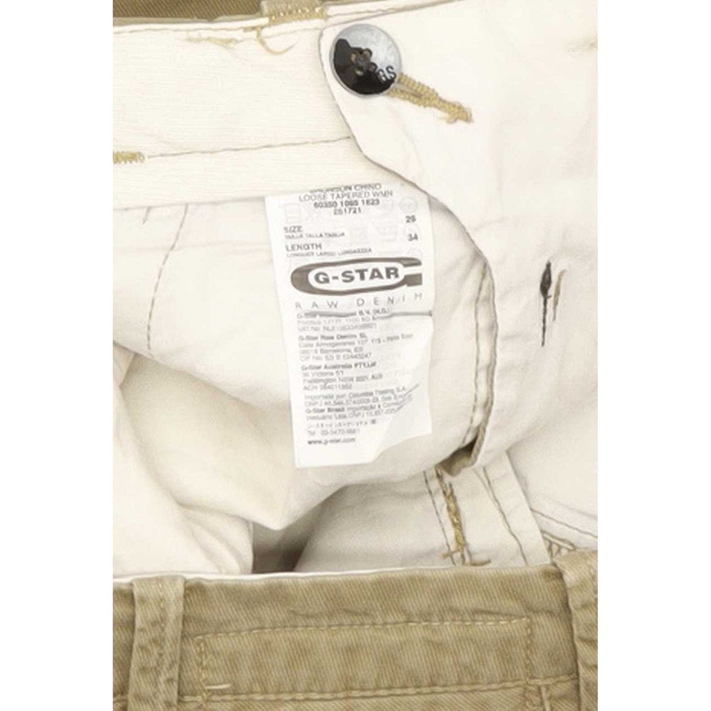 G-Star Bronson Women Beige Tapered Loose Chino Stretch Jeans W26 L34