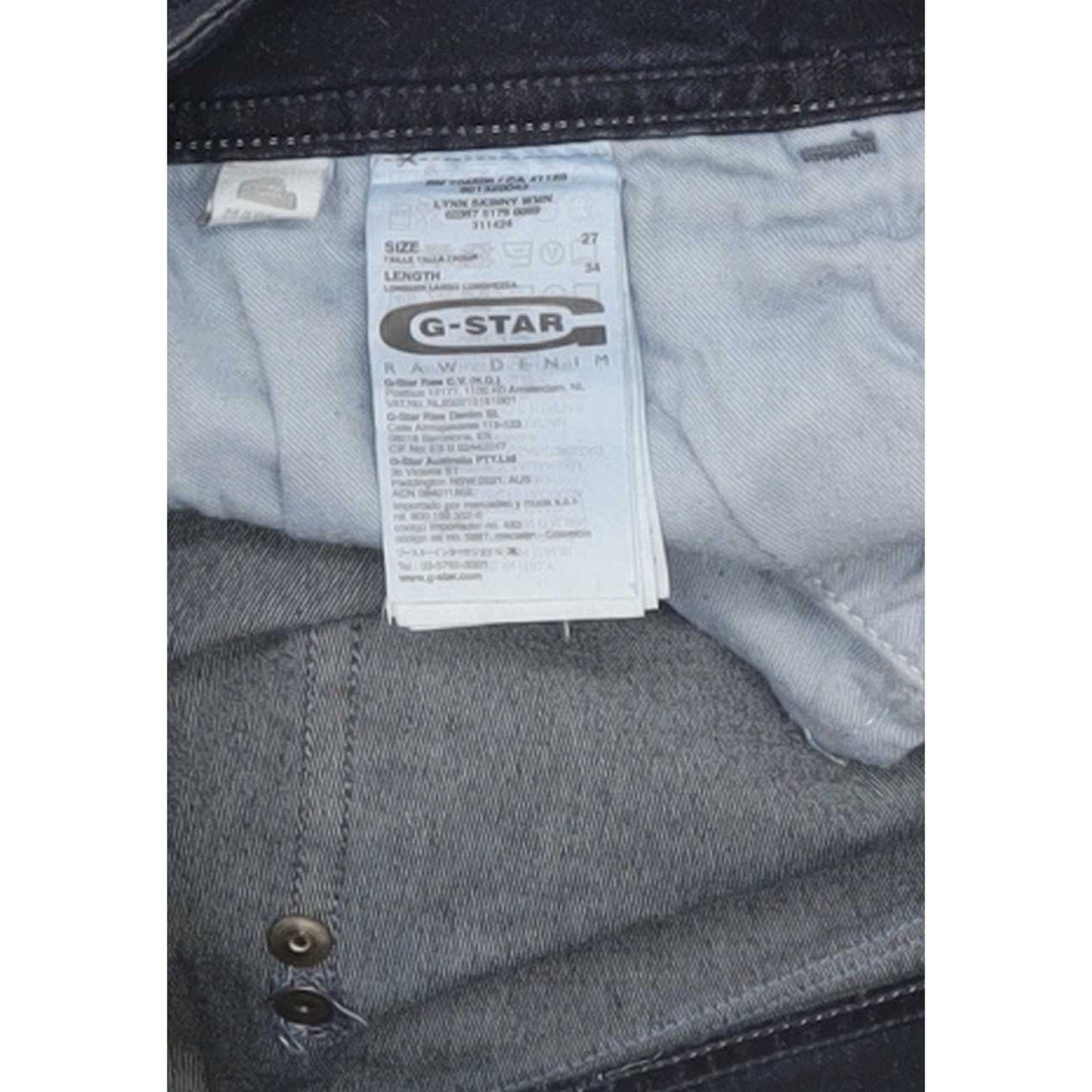 G-Star Lynn Women Blue Skinny Slim Stretch Jeans W27 L34