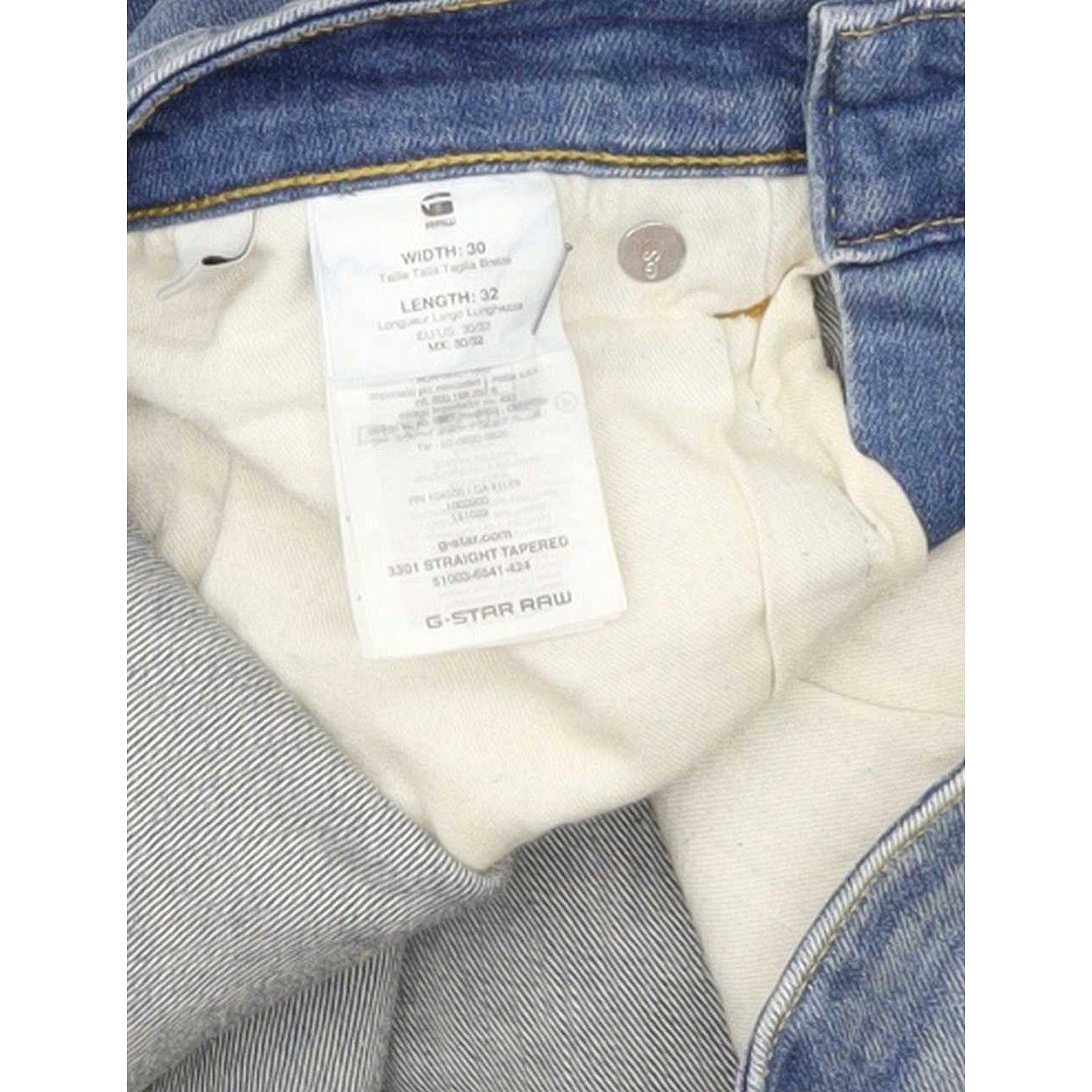 G-Star 3301 Men Blue Tapered Regular Stretch Jeans W30 L31