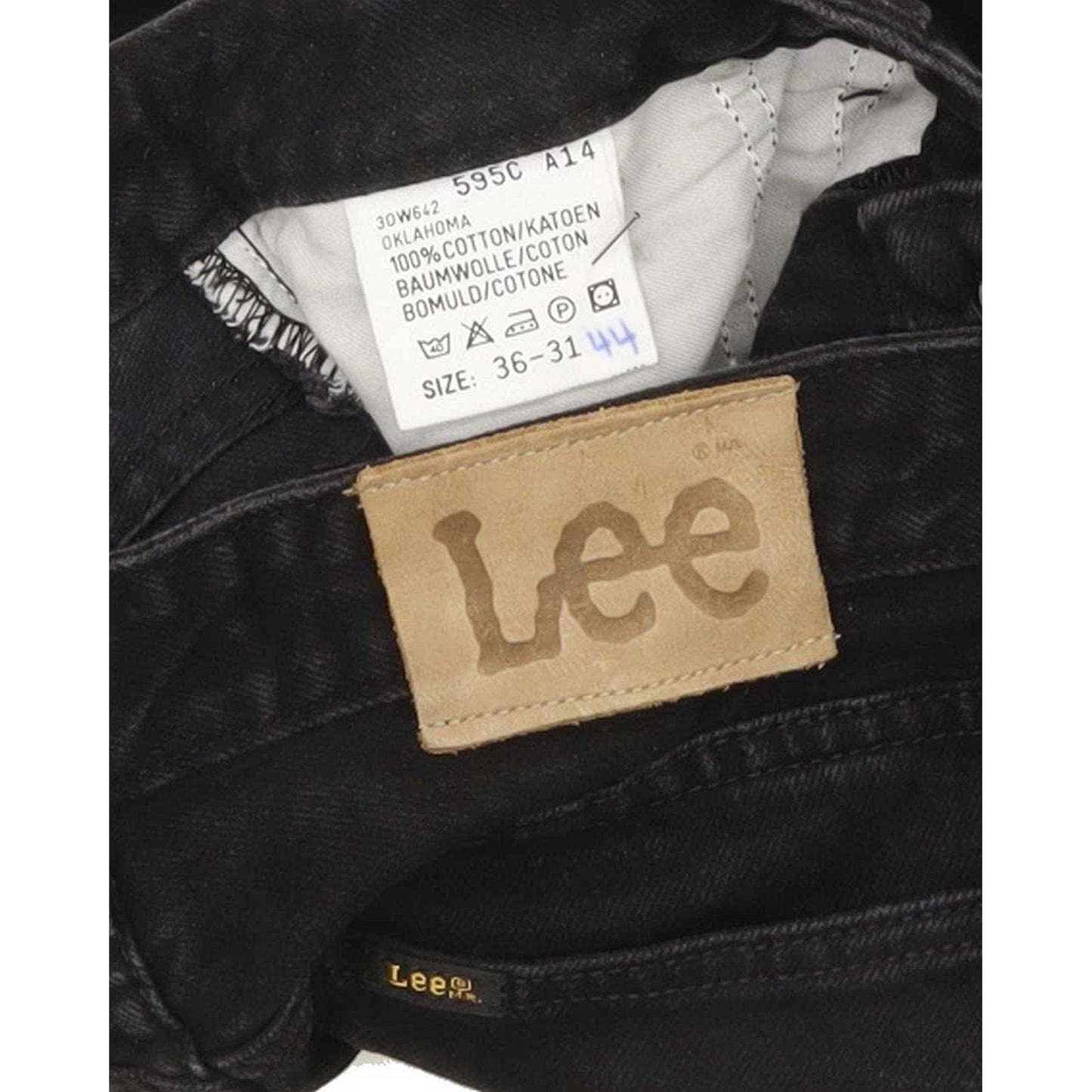 Lee Oklahoma Men Black Straight Relaxed Jeans W35 L31