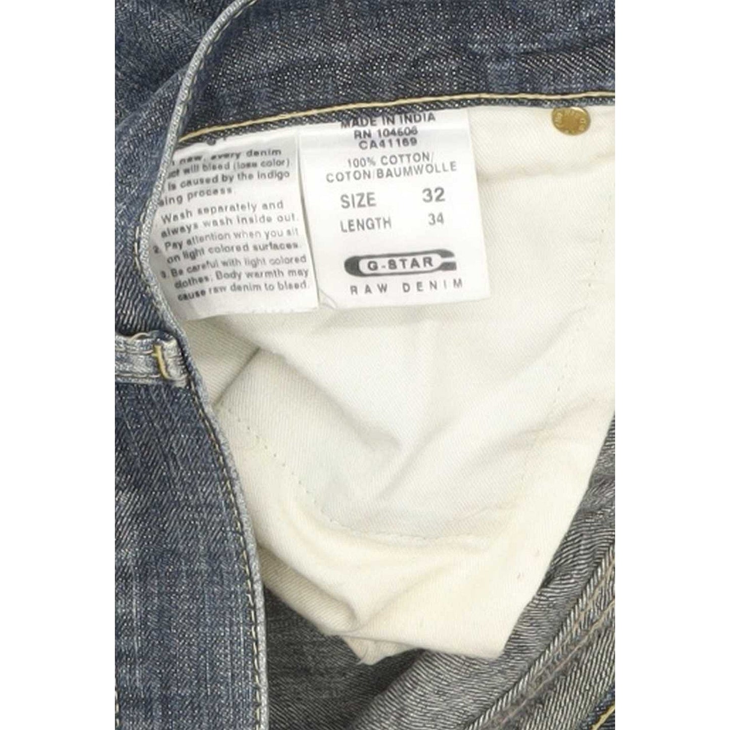 G-Star Men Blue Straight Slim Jeans W32 L33