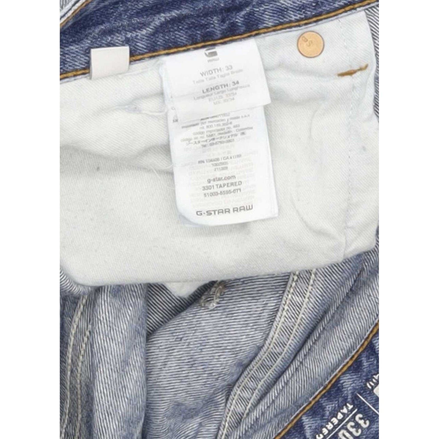 G-Star 3301 Men Blue Tapered Regular Jeans W33 L34