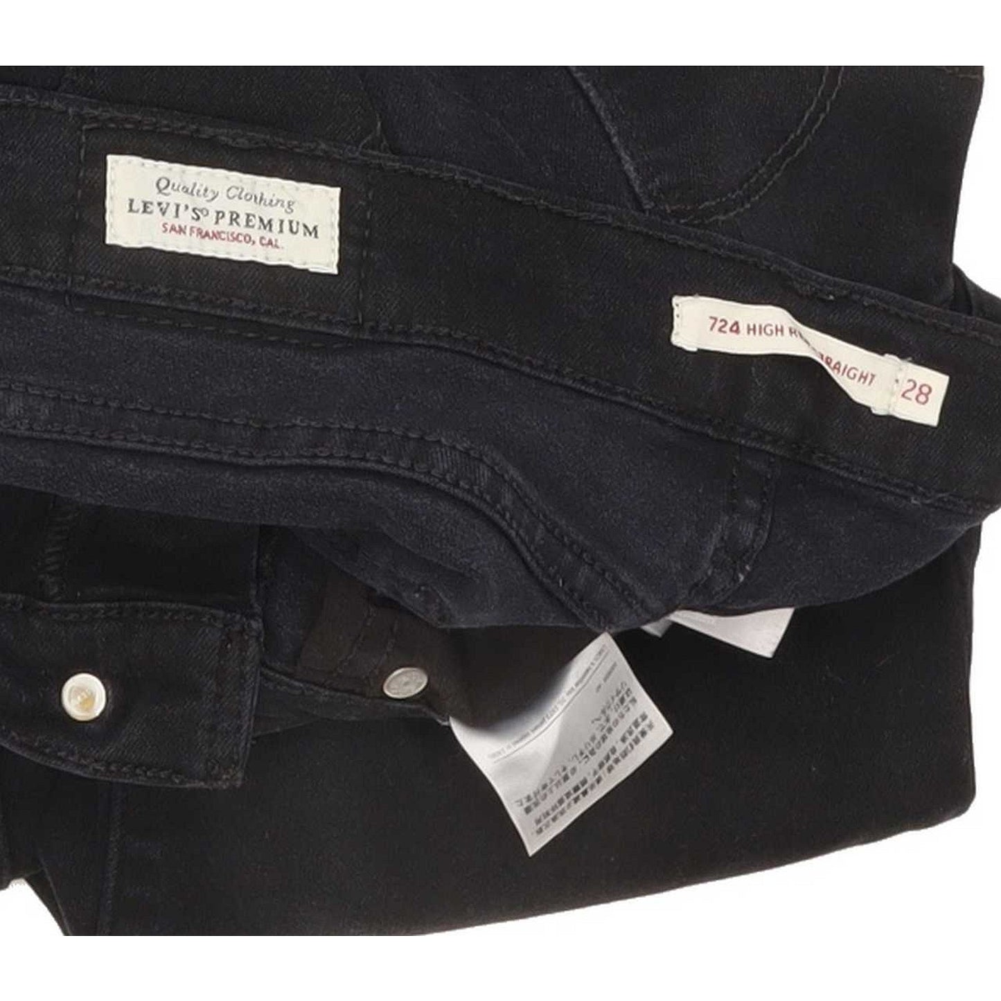 Levi's 724 High Rise Women Black Straight Stretch Jeans W28 L33