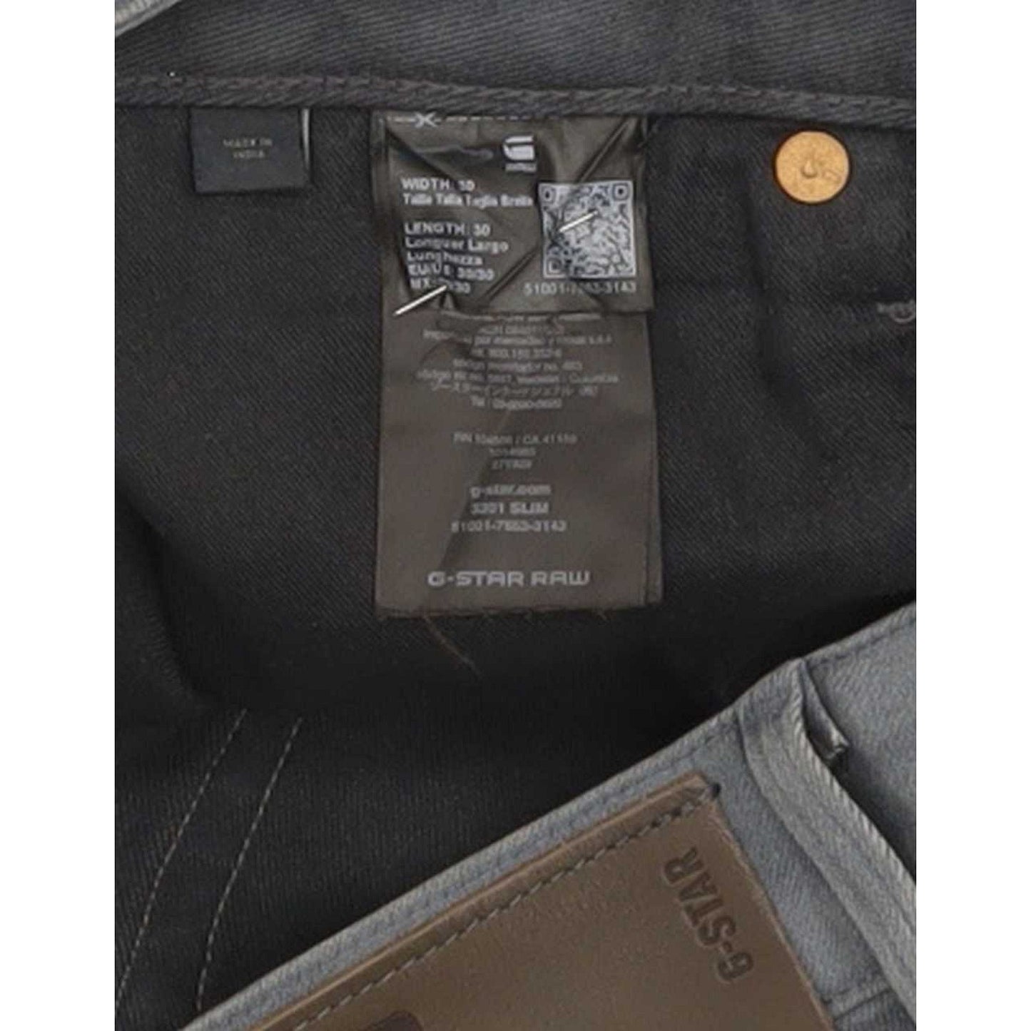 G-Star 3301 Men Grey Straight Slim Stretch Jeans W30 L29