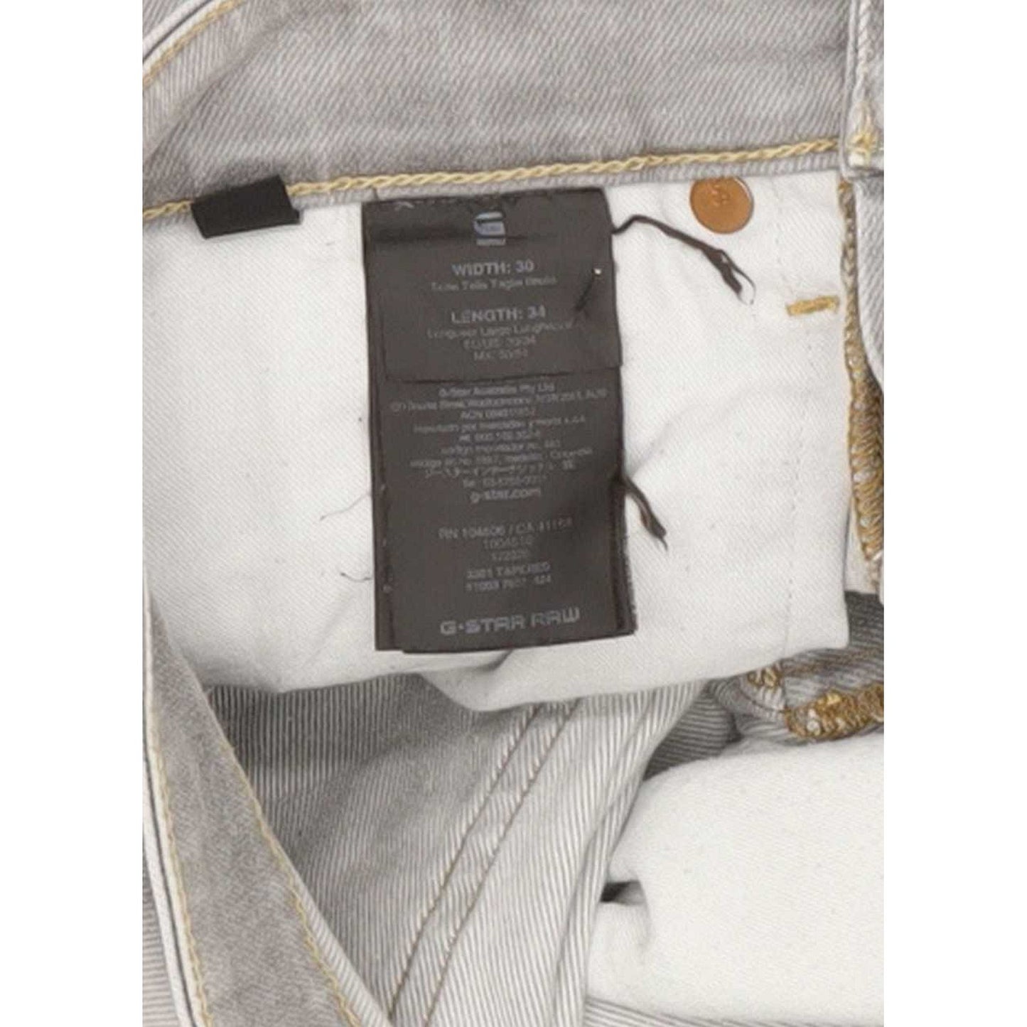 G-Star 3301 Men Grey Tapered Slim Stretch Jeans W30 L33