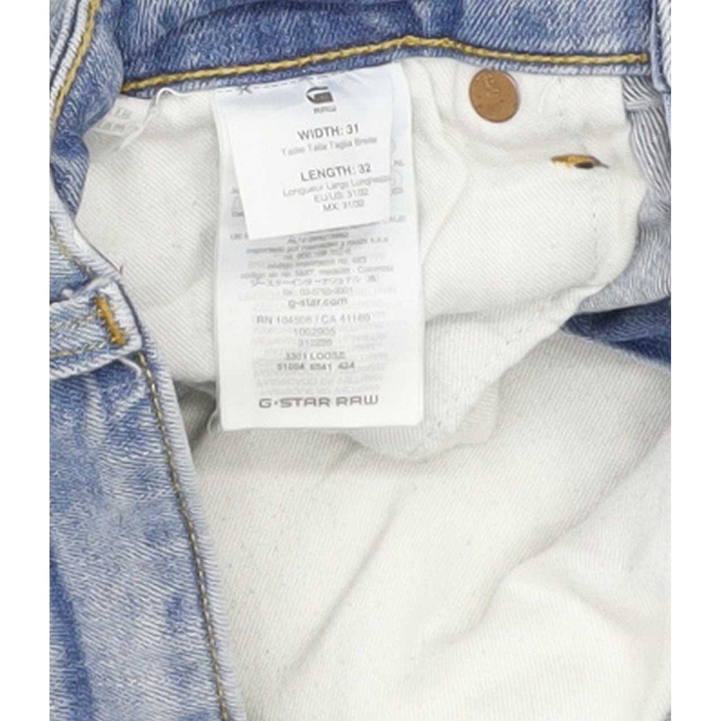 G-Star 3301 Men Blue Straight Loose Stretch Jeans W31 L32