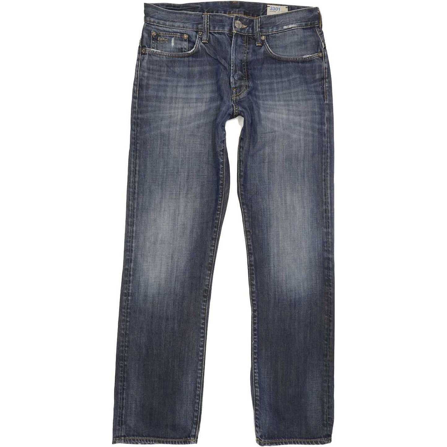G-Star 3301 Men Blue Straight Slim Jeans W31 L31