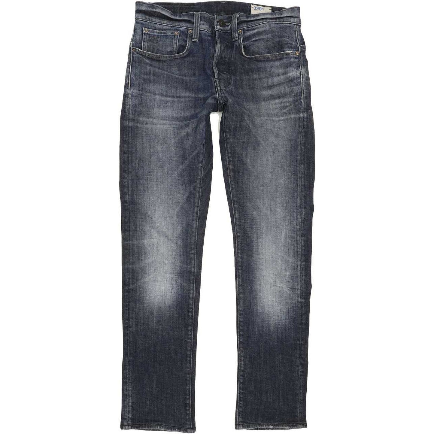 G-Star 3301 Men Blue Straight Slim Stretch Jeans W30 L29