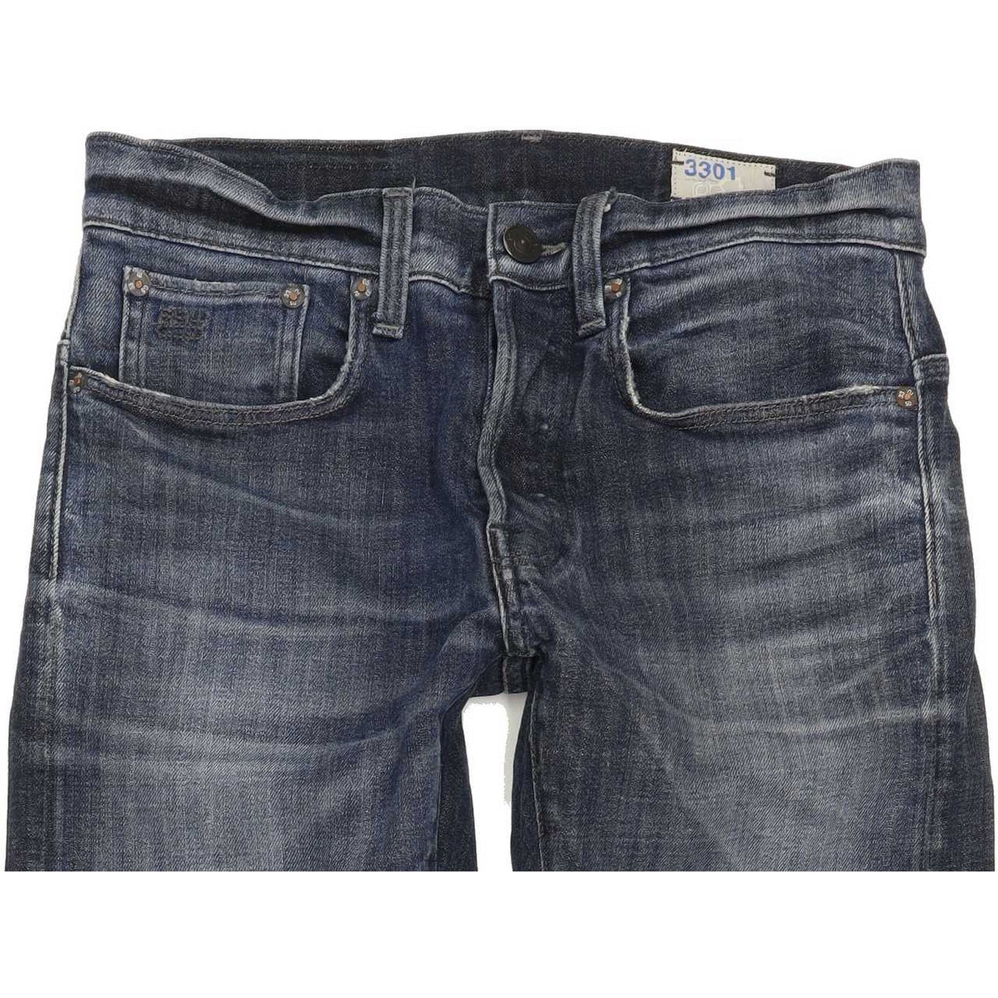G-Star 3301 Men Blue Straight Slim Stretch Jeans W30 L29