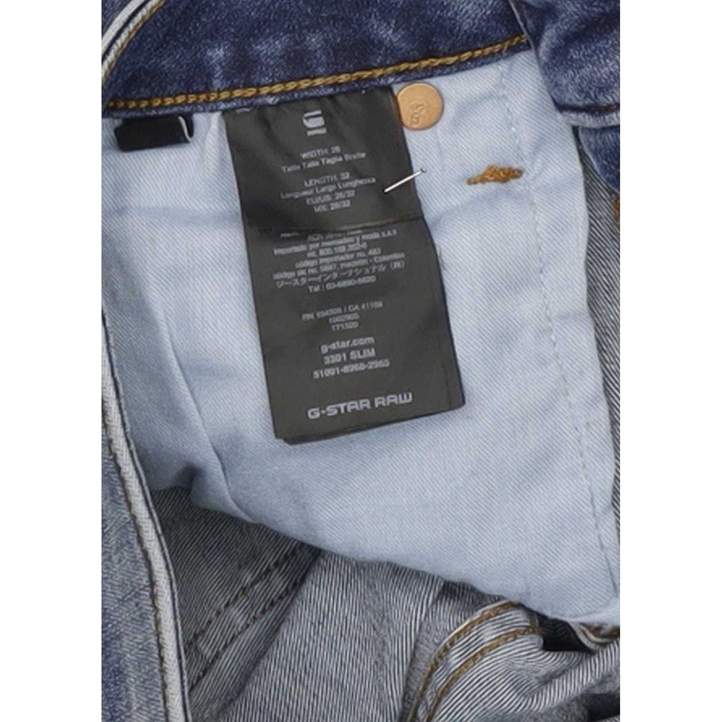 G-Star 3301 Men Blue Straight Slim Stretch Jeans W26 L31