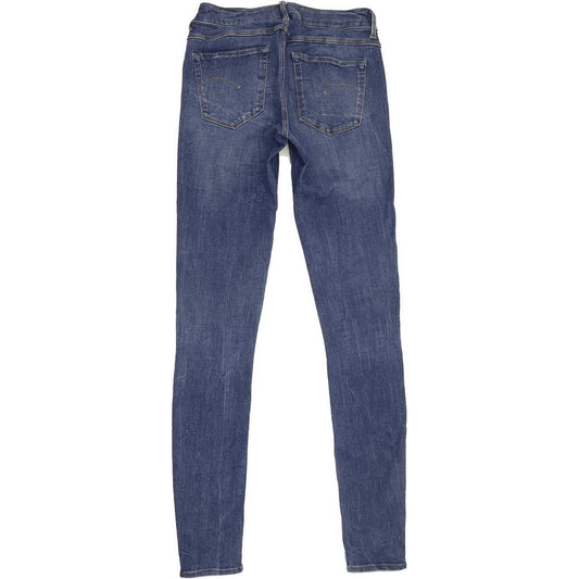 G-Star 3301 d-Mid Super Women Blue Skinny Regular Stretch Jeans W28 L34