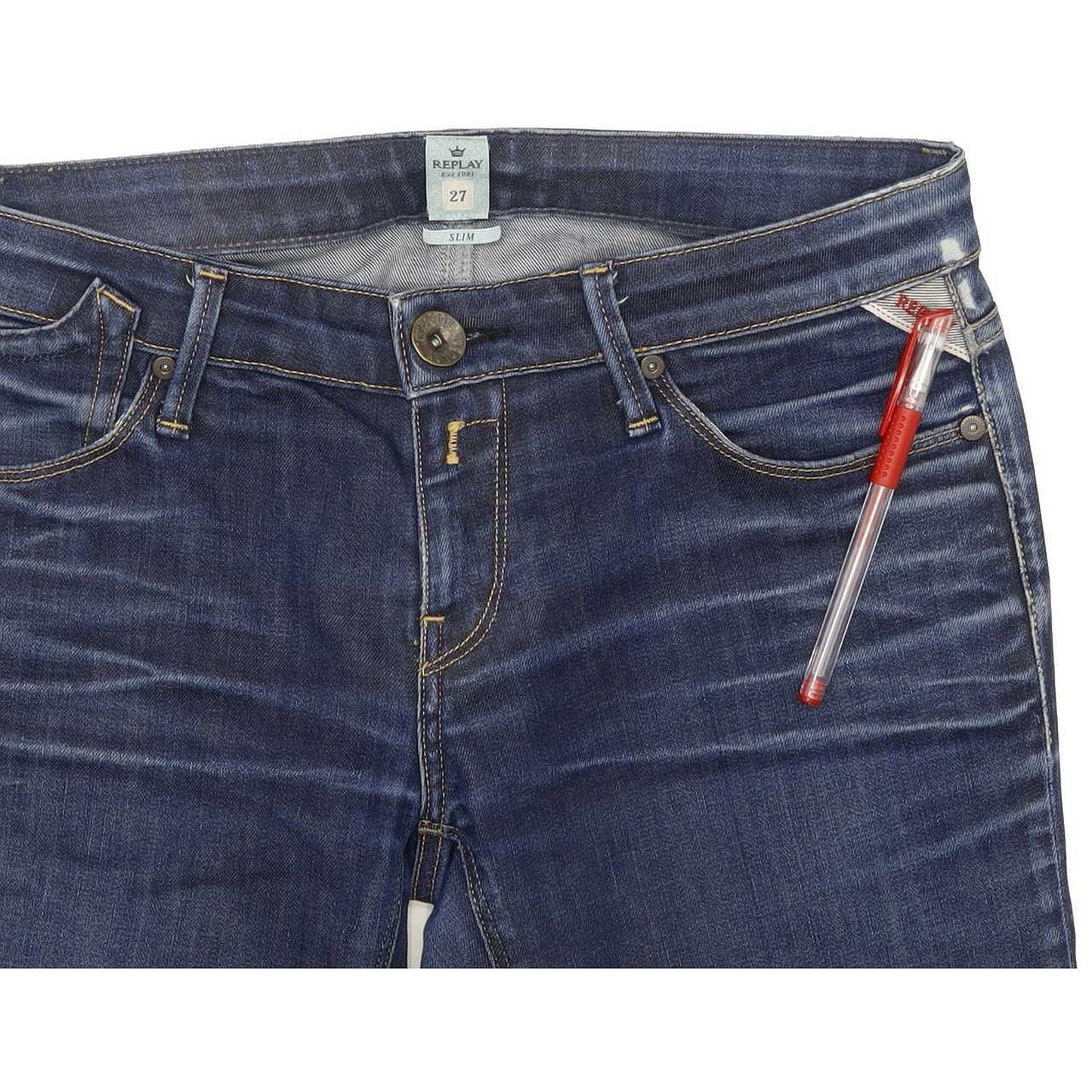 Replay Men Blue Straight Slim Stretch Jeans W27 L30
