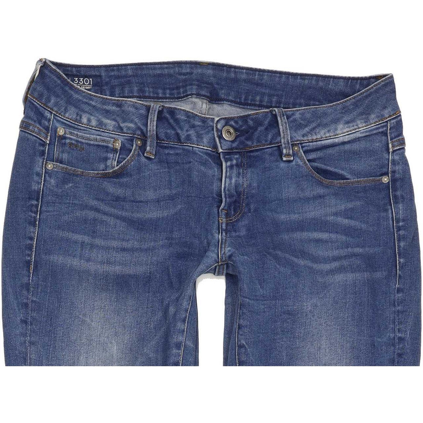 G-Star 3301-A Low Women Blue Straight Slim Stretch Jeans W30 L32