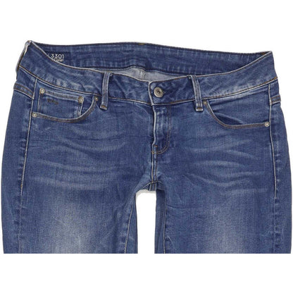 G-Star 3301-A Low Women Blue Straight Slim Stretch Jeans W30 L32