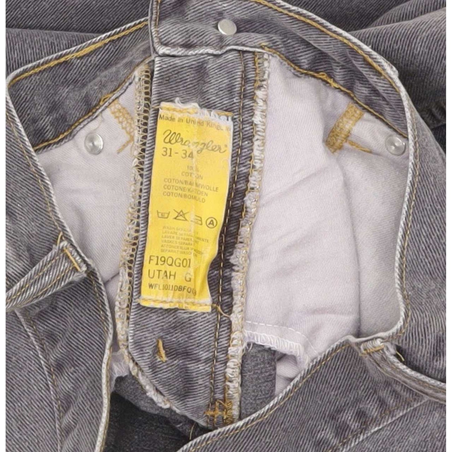 Wrangler Utah Men Grey Straight Regular Jeans W31 L33