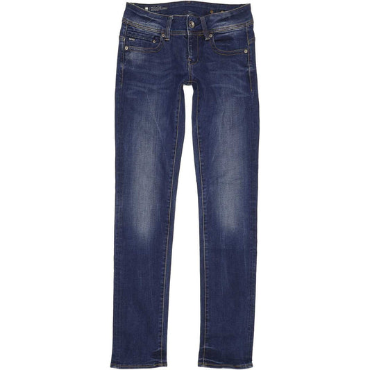 G-Star Midge Saddle Mid Women Blue Straight Slim Stretch Jeans W26 L32
