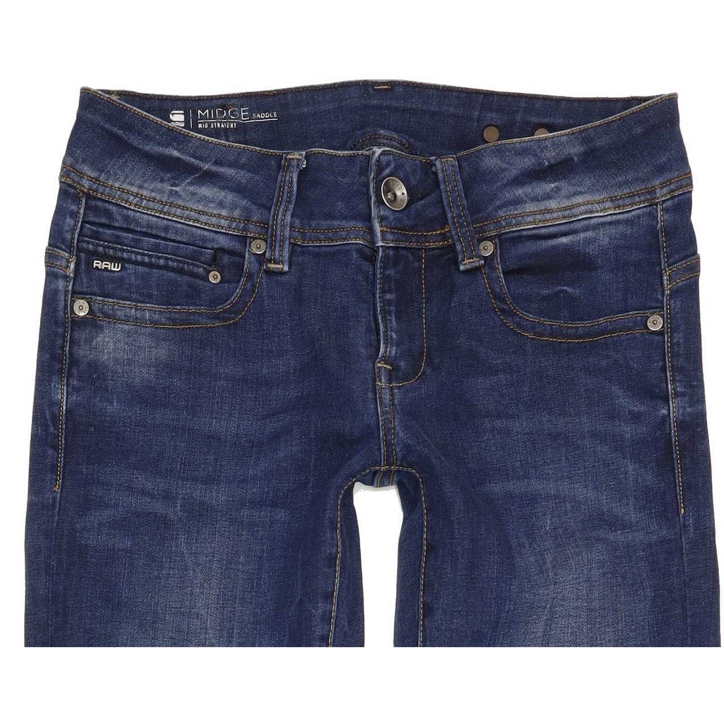 G-Star Midge Saddle Mid Women Blue Straight Slim Stretch Jeans W26 L32