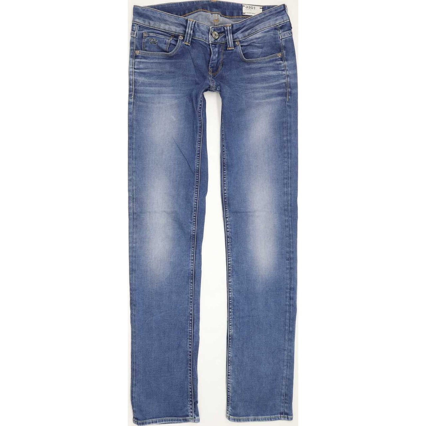 G-Star 3301 Women Blue Straight Slim Stretch Jeans W27 L32