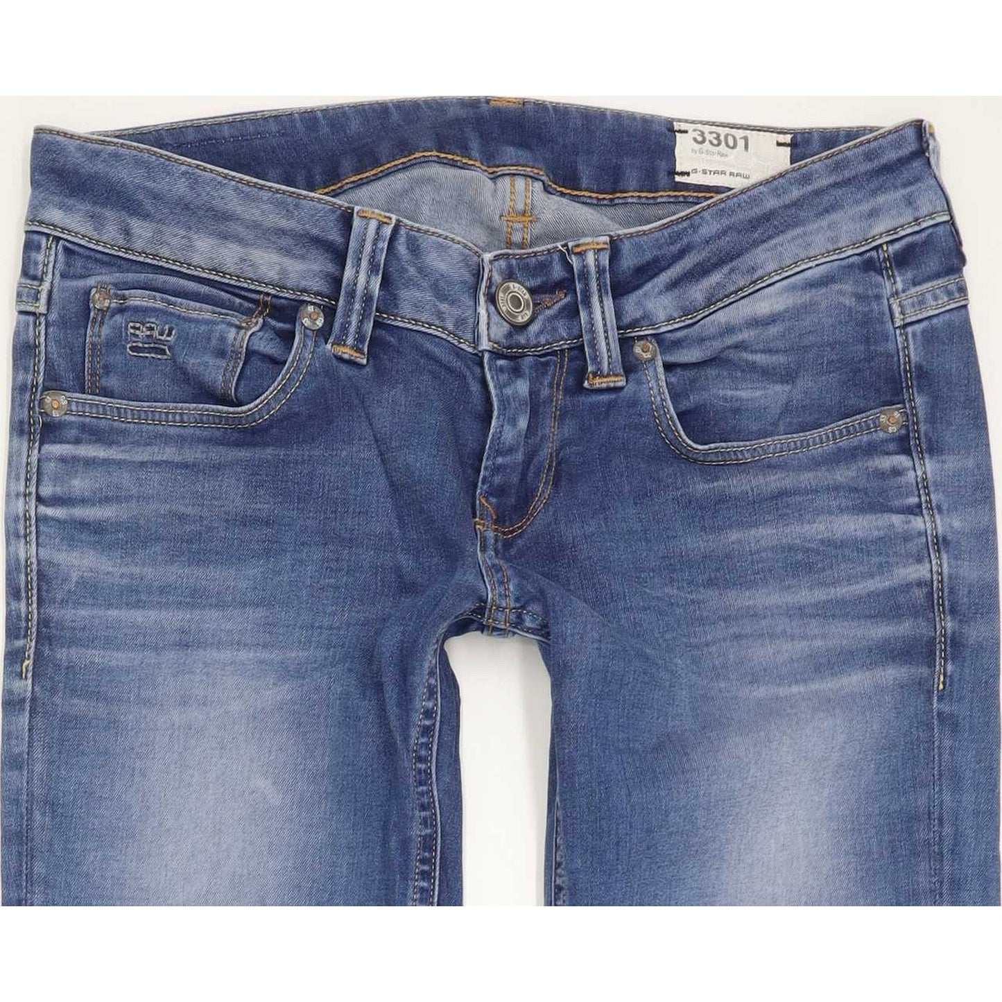 G-Star 3301 Women Blue Straight Slim Stretch Jeans W27 L32