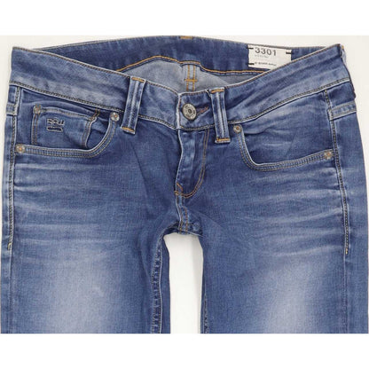 G-Star 3301 Women Blue Straight Slim Stretch Jeans W27 L32