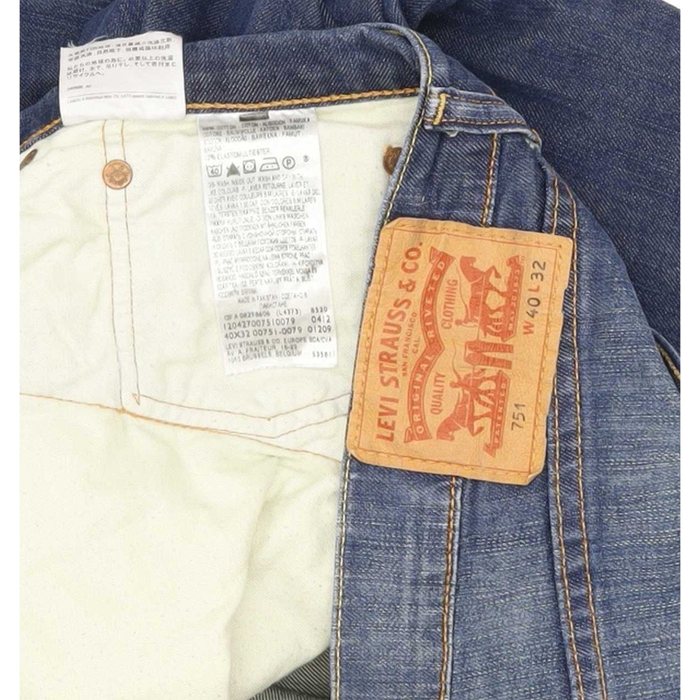 Levi's 751 Men Blue Straight Regular Stretch Jeans W40 L31