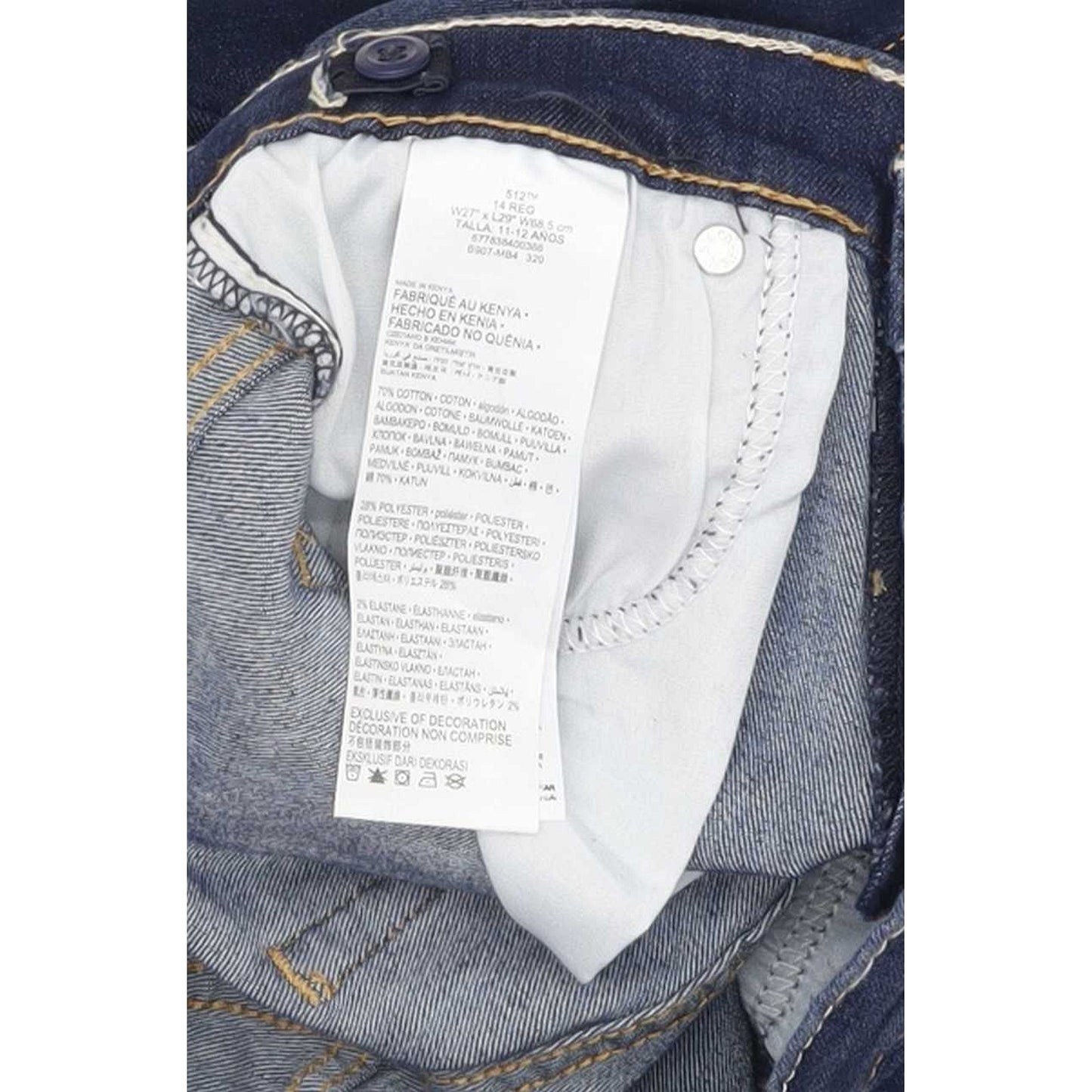Levi's 512 Kids Blue Tapered Slim Stretch Jeans W27 L29