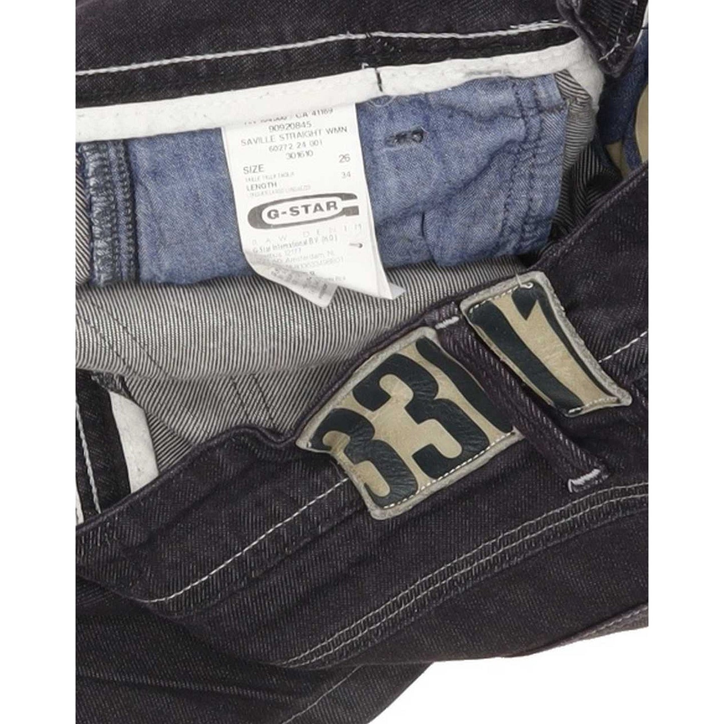 G-Star Saville Women Navy Straight Slim Stretch Jeans W26 L26