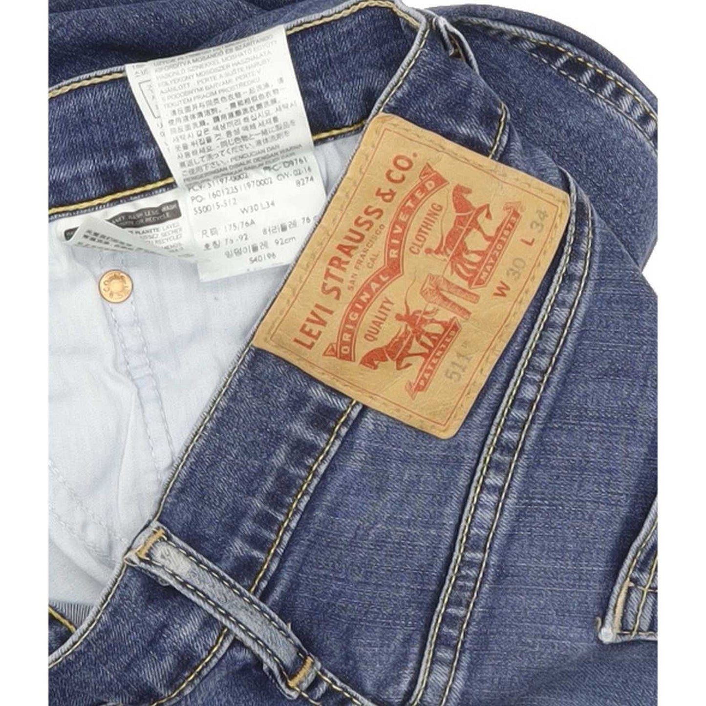 Levi's 511 Men Blue Straight Slim Stretch Jeans W30 L34