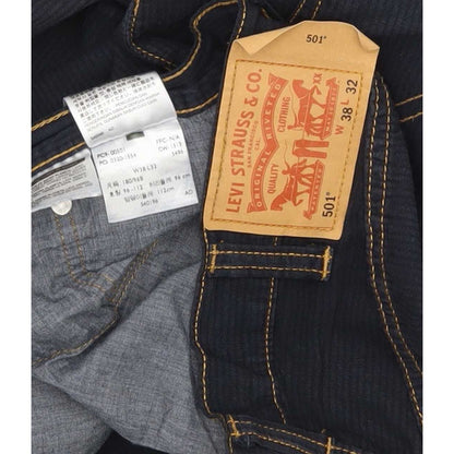 Levi's 501 Men Navy Straight Regular Trousers W38 L32