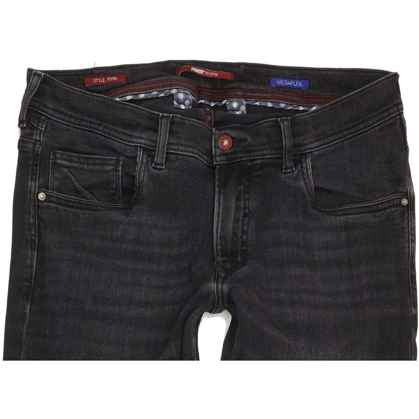 Pioneer Ryan Men Black Straight Regular Stretch Jeans W34 L33
