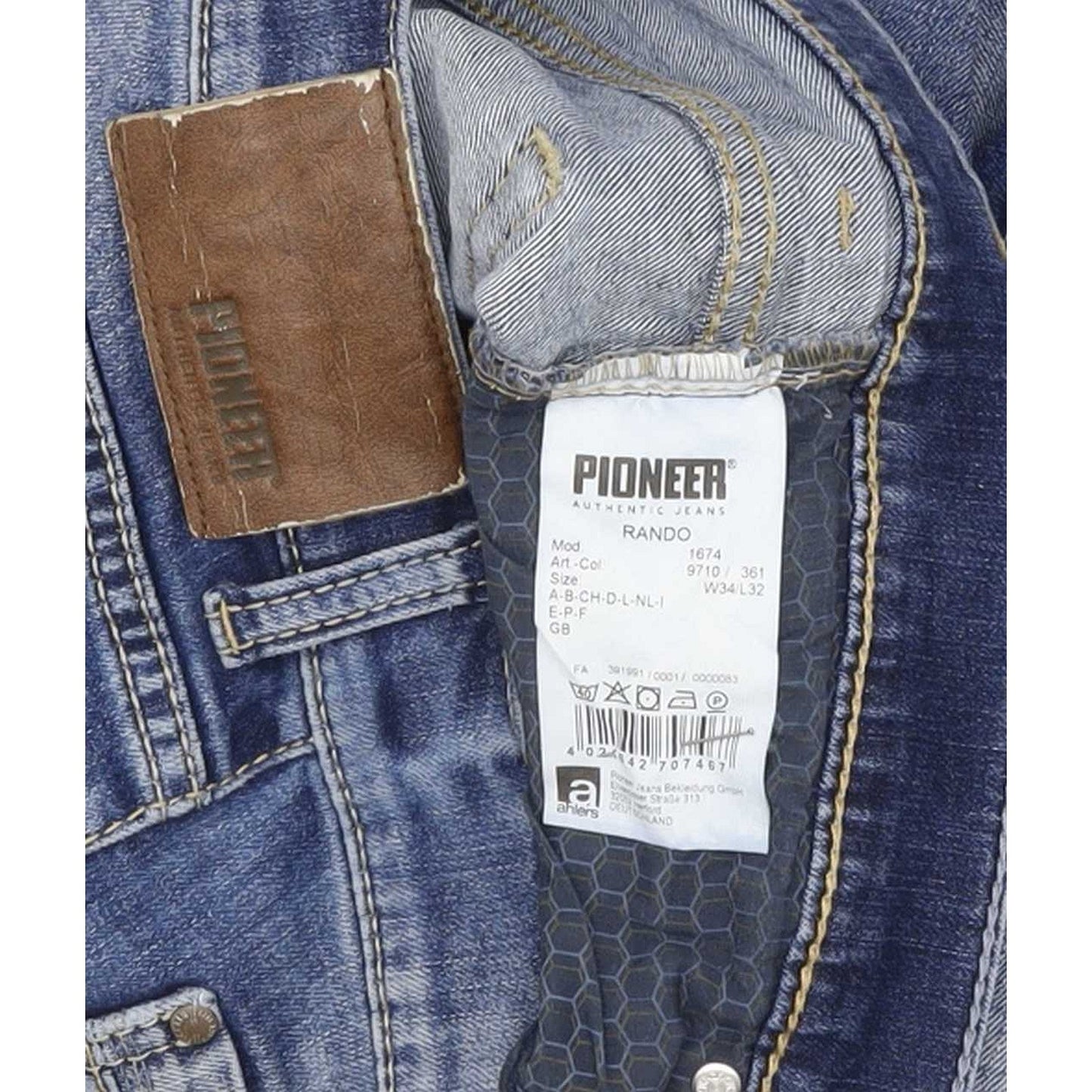 Pioneer Rando Men Blue Straight Regular Stretch Jeans W34 L30