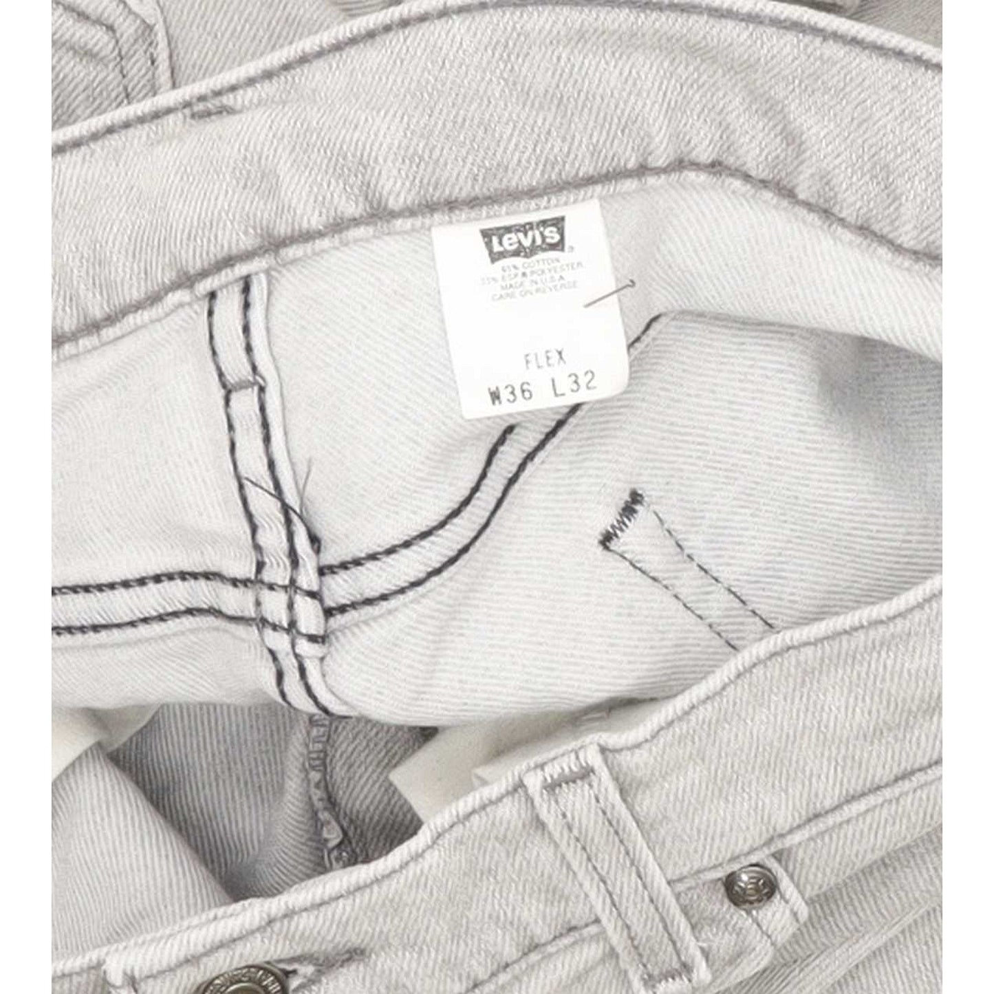Levi's 540 Flex Made in USA Grey Straight Relaxed Stretch Jeans High Waisted W36 L32