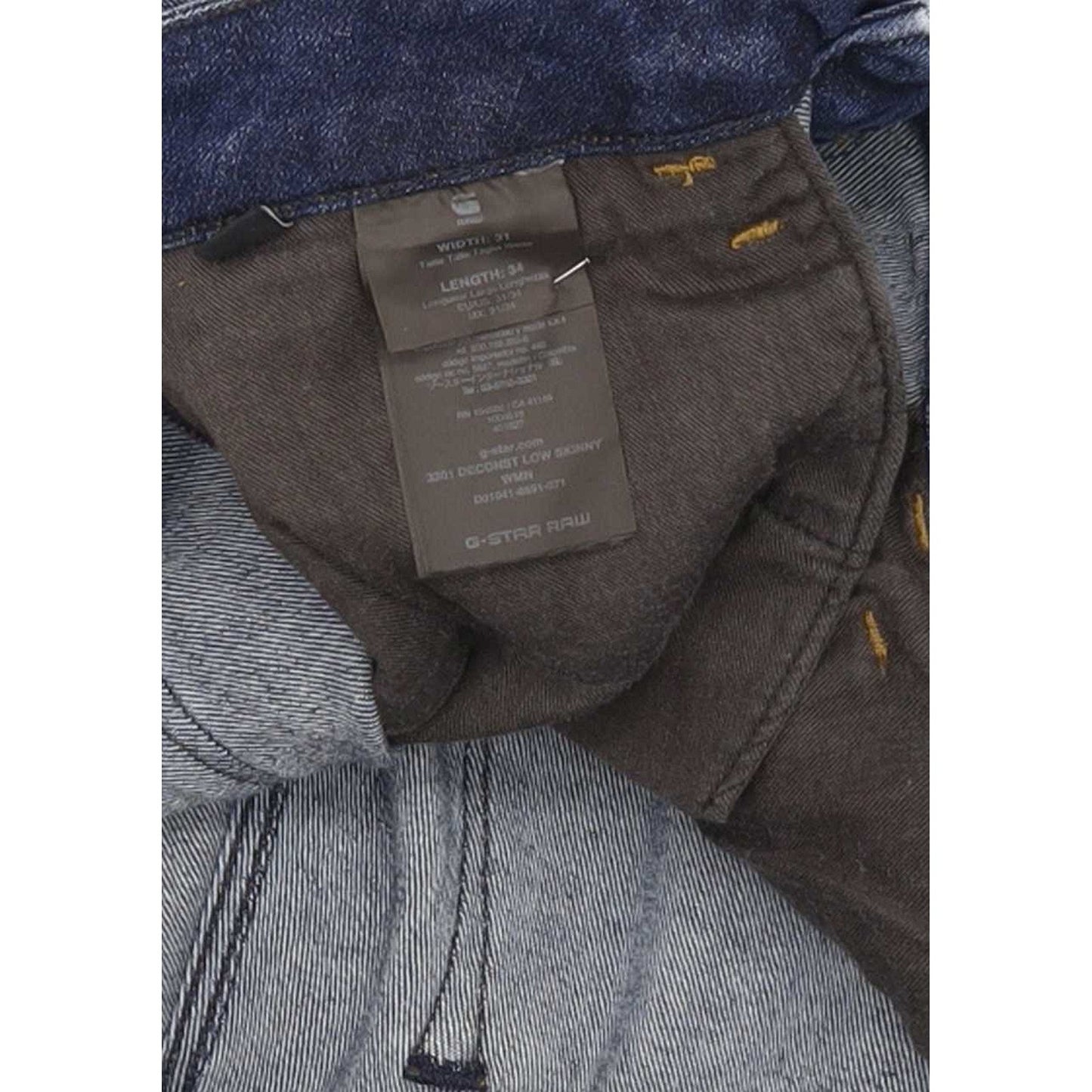 G-Star 3301 Deconst Low Women Blue Skinny Slim Stretch Jeans W31 L32