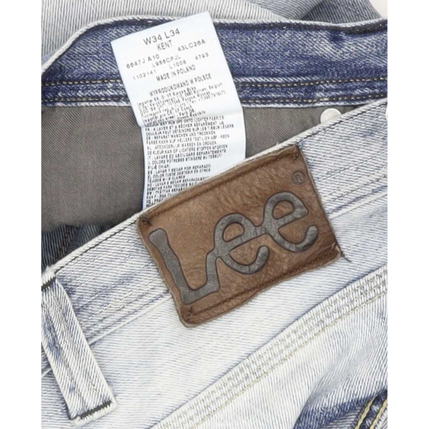 Lee Kent Men Blue Straight Regular Jeans W34 L34