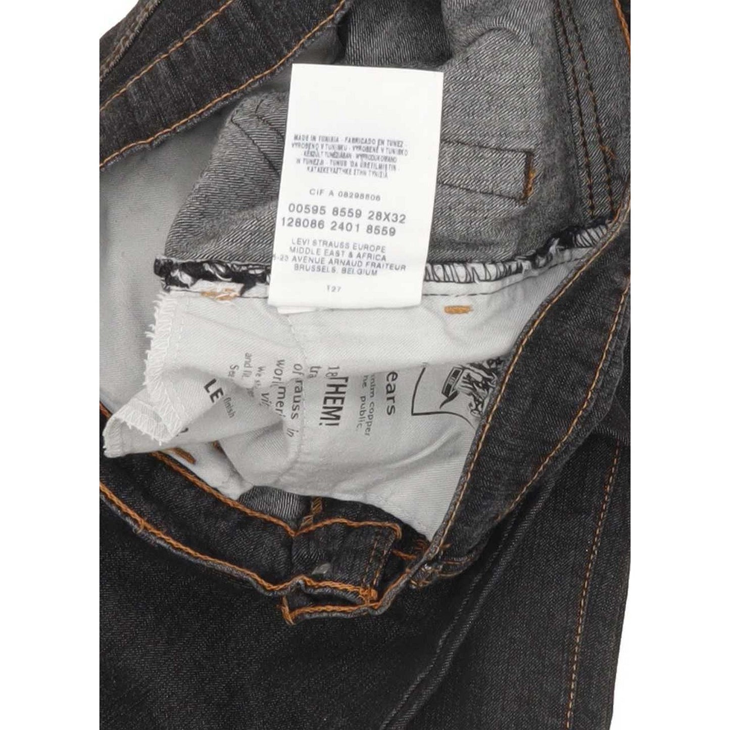 Levi's 595 Men Black Straight Regular Stretch Jeans W28 L30