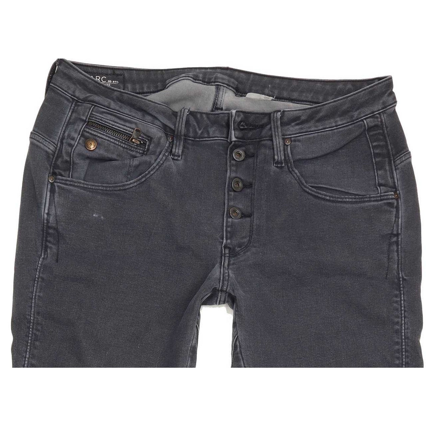 G-Star Arc 3D Btn Women Grey Tapered Slim Boyfriend Stretch Jeans W27 L32