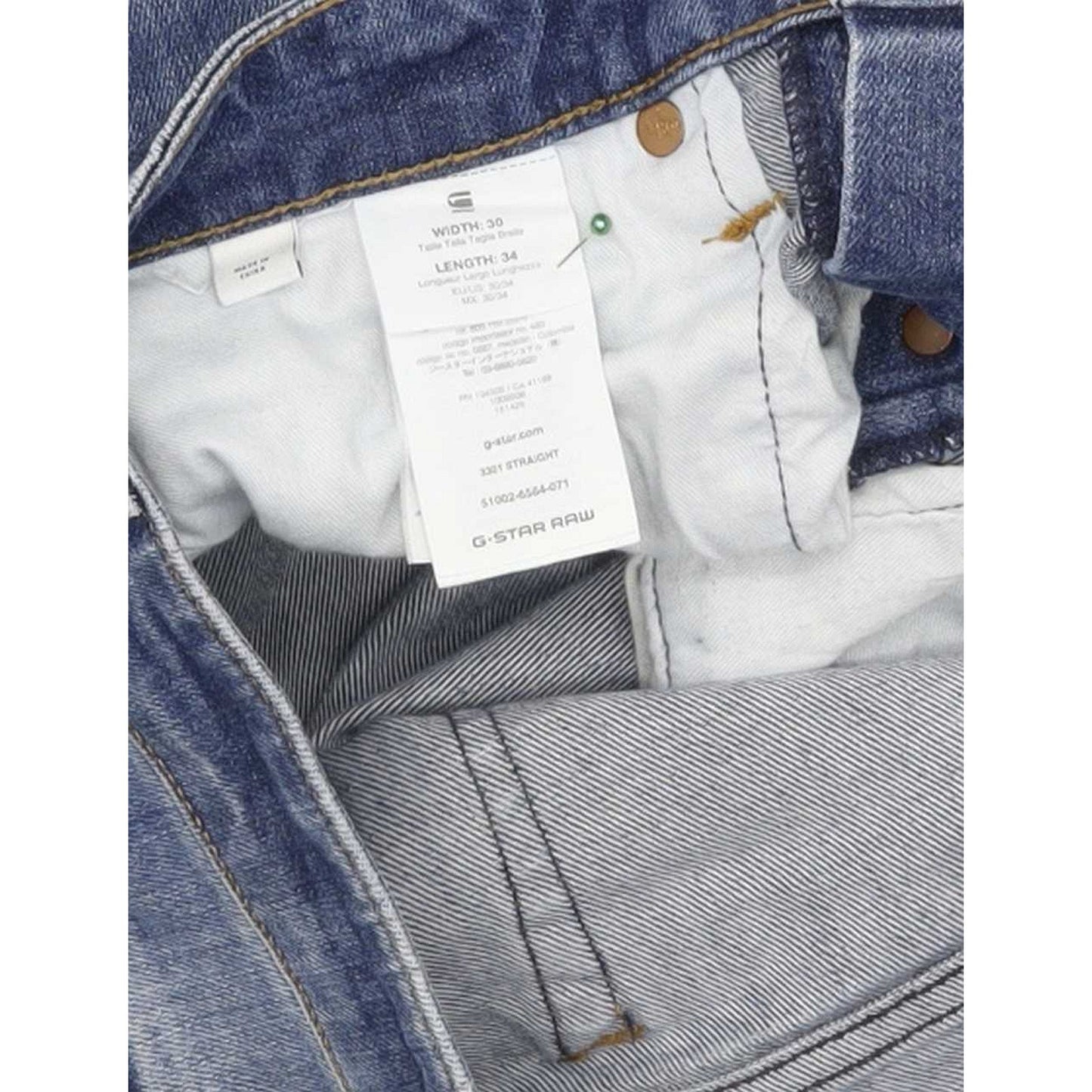 G-Star 3301 Men Blue Straight Slim Stretch Jeans W30 L33