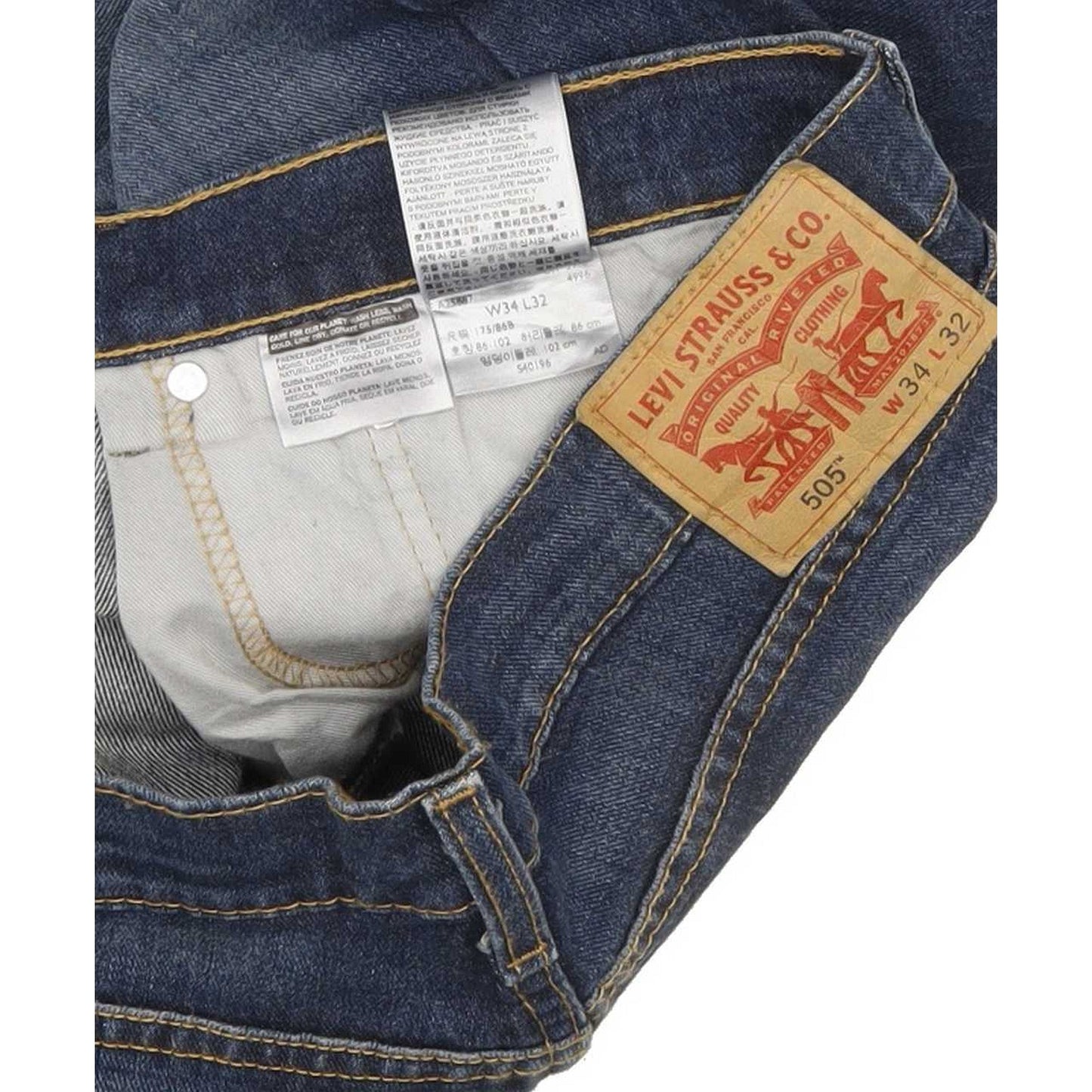 Levi's 505 Men Blue Straight Regular Stretch Jeans W35 L32