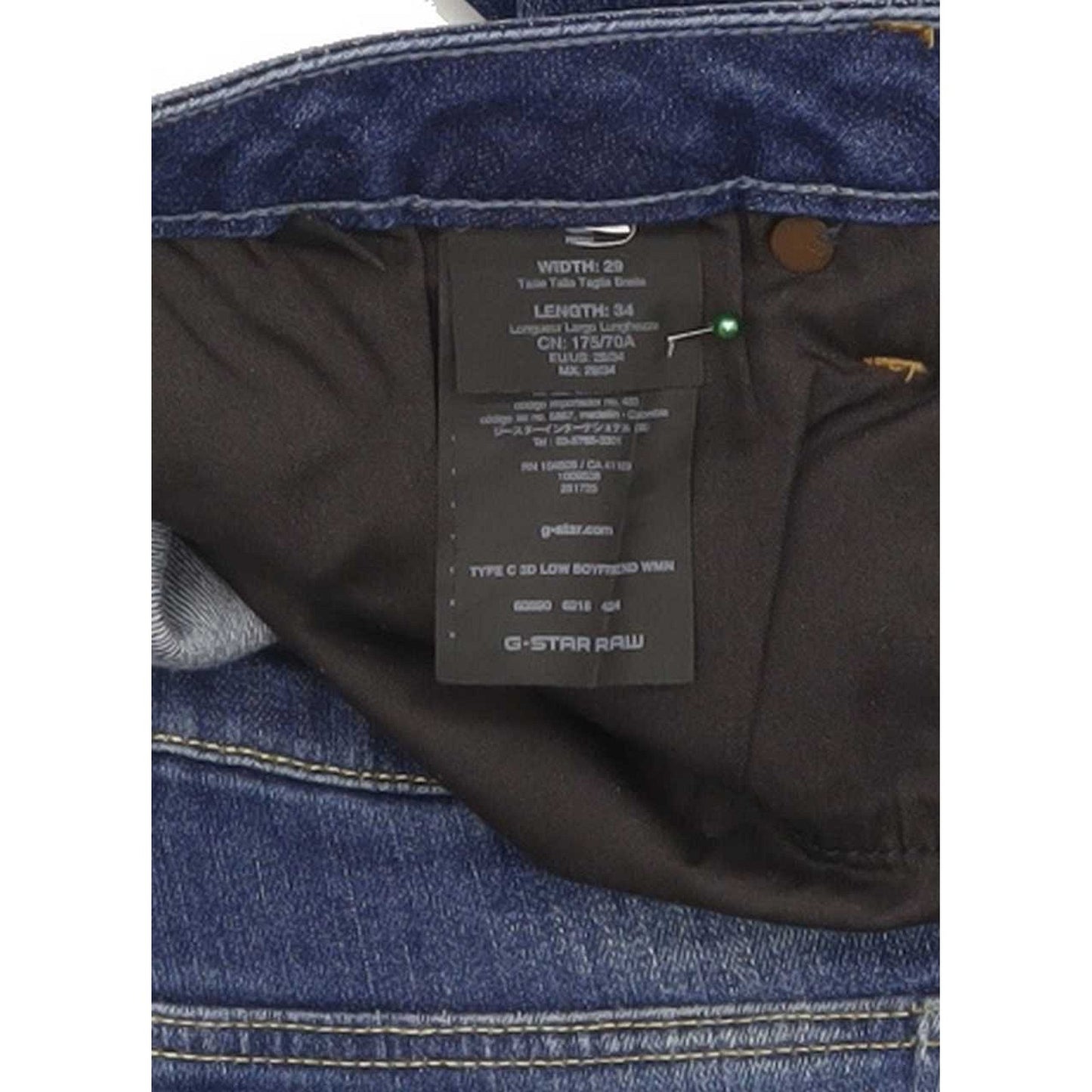 G-Star Type C 3D Women Blue Straight Loose Boyfriend Stretch Jeans W29 L34