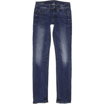 G-Star Midge Mid Women Blue Straight Slim Stretch Jeans W25 L32